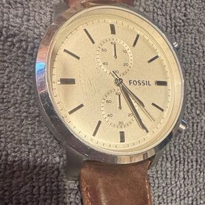 Fossil Brown Leather Watch with Cream Dial